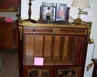 latin terrestrial globe - french louis xvi style coromandel laquered cabinet with marble top - vtg lamp