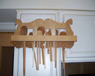 skandinavian vtg wood utensil rack