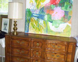 matching dresser to highboy - large painting