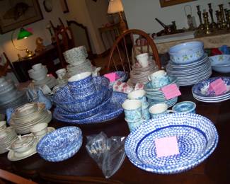 italian roma blue spongeware dinnerware