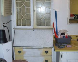 antique white wash cabinet