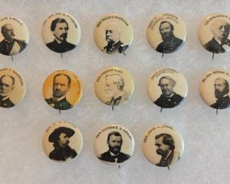These 3/4" celluloid pin back buttons are from the "Celebrated American Generals" series produced from 1897 and 1898 by Whitehead & Hoag. They were not product inserts. They were marketed through the Whitehead & Hoag catalog to retail customers. Many other pin back buttons from this collection, most in excellent condition and many from the 1890s, are also offered in this auction.