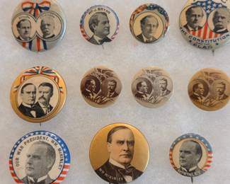 1900 McKinley Bryan Pres Election Pin Back Buttons