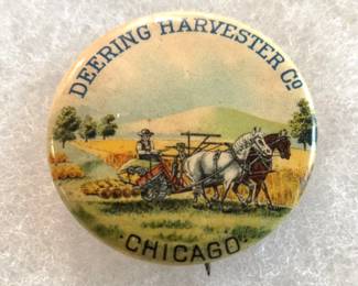 1898 Deering Harvester Celluloid Pin Back Button
