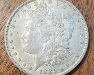 Many silver dollars and other coins