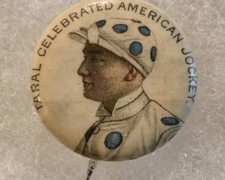 1890s Taral Jockey Celluloid Pin Back Button