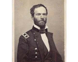 Civil War CDV of Major General Tecumseh Sherman, commanding the Military Division of the Tennessee.  This is one of a collection of 31 Civil War CDV (Carte de Visite) photographs in this auction that belonged to Edward Bunt Moore, who served in the 54th Regiment of the Ohio Volunteer Infantry, a Zouave unit created in October, 1861. Moore was mustered into the Regiment on October 15, 1861 and served until January 4, 1865 with the ranks of Sergeant, 1st Sergeant, 1st Lieutenant and Captain. The Regiment fought at the battles of Shiloh and Vicksburg and served under General Sherman for nearly the entire Civil War, including his "March to the Sea". and the Battle of Atlanta.