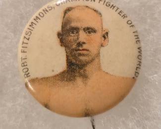 1890s Robert Fitzsimmons Boxer Pin Back Button