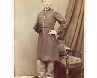 This is one of a collection of 31 Civil War CDV (Carte de Visite) photographs in this auction that belonged to Edward Bunt Moore, who served in the 54th Regiment of the Ohio Volunteer Infantry, a Zouave unit created in October, 1861. Moore was mustered into the Regiment on October 15, 1861 and served until January 4, 1865 with the ranks of Sergeant, 1st Sergeant, 1st Lieutenant and Captain. The Regiment fought at the battles of Shiloh and Vicksburg and served under General Sherman for nearly the entire Civil War, including his "March to the Sea". and the Battle of Atlanta.