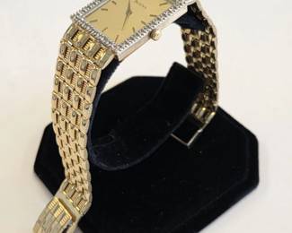 1991 BULOVA 14K Gold  & Diamond Quartz Wristwatch
