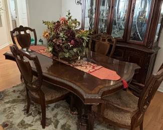 AICO by Michael Amini Old World Dining Room Set with China Cabinet