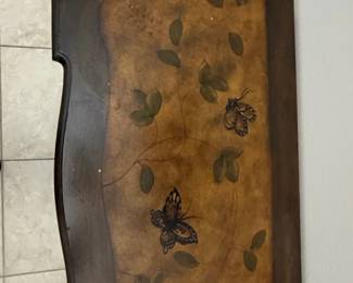 Vintage HandPainted Butterfly and Floral DemiLune Cabinet fourth image