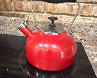 Chantal Red Enamel Whistling Kettle
