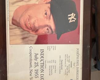 Joe DiMaggio Hall of Fame Induction Plaque