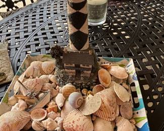 Nautical Lighthouse and Seashell Display Tray