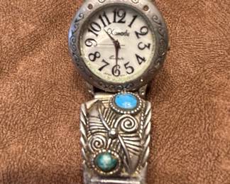 Southwestern Style Watch with Turquoise Inlay Cuff