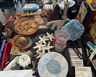Assorted Decorative and Household Items with Nautical and Outdoor Themes