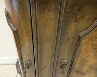 Vintage HandPainted Butterfly and Floral DemiLune Cabinet third image