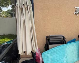 Tan Patio Umbrella with Black Base
