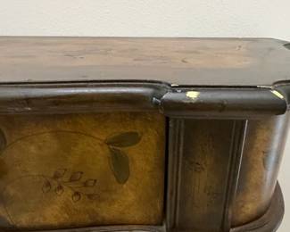 Vintage HandPainted Butterfly and Floral DemiLune Cabinet second image