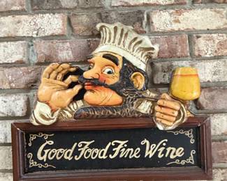 Vintage Chef Good Food Fine Wine D Wall Plaque