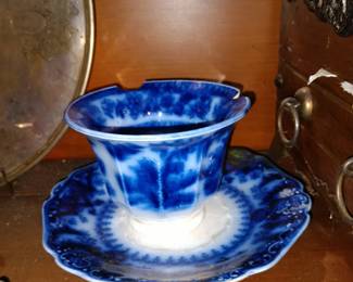Flow Blue Cup and Saucer