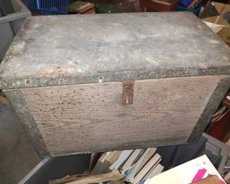 Wood Crate with Metal Lid