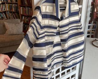 Lafayette 148 sheer striped dress jacket medium