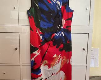 Lafayette 148 abstract colorful print sheath dress