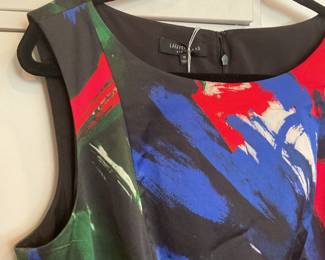 Lafayette 148 abstract colorful print sheath dress