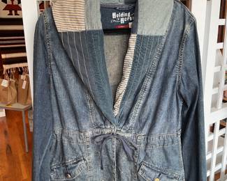 Anthropologie Holding Horses quilted shawl collar denim jacket