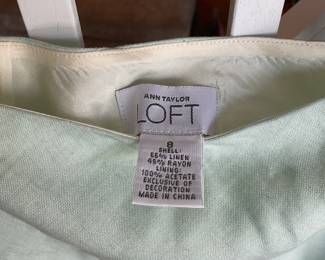 Ann Taylor linen eyelet knee-length pastel green skirt