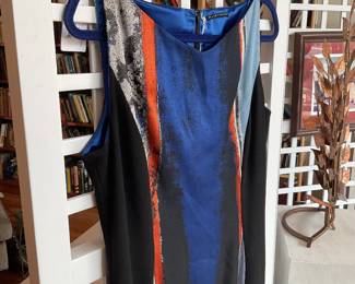 Elie Tahari boatneck abstract print cocktail dress