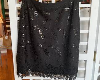 90s vintage mesh sequin embroidered black skirt