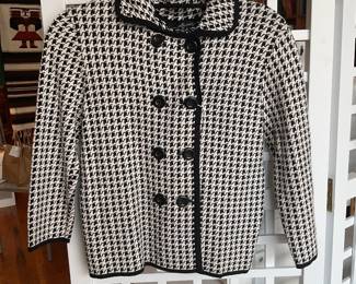 Houndstooth knit jacket style cardigan
