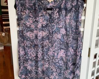 Rebecca Taylor silk floral print sleeveless blouse