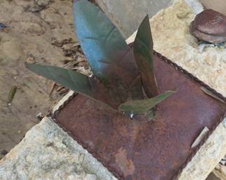 Jan Barboglio Hand Forged Iron Pedestal Adjustable Leaf Plant Stand