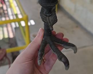 Cast Iron Bird Claw Candlestick Holder