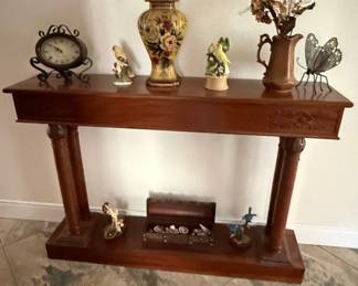 Mahogany Console Table with Decorative Accents
