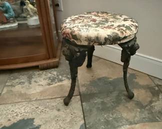 Victorian Style Cast Iron Stool with Carved Animal Legs