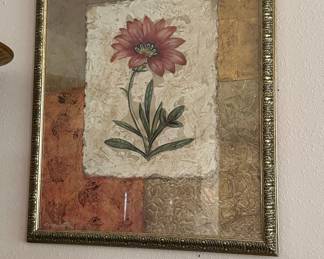 Textured Floral Artwork with Ornate Frame by Kimberly Baker