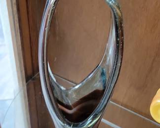 Murano Art Glass Twisted Handle Basket Vase