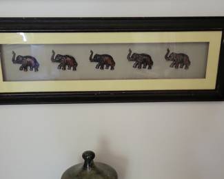 Framed Embossed Elephant Art