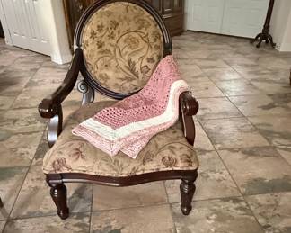 Victorian Style Accent Chair with Crochet Throw