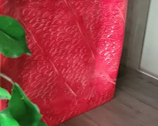 Red Strawberry Embossed Ceramic Platter