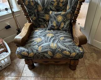 Victorian Style Wingback Armchair with Floral Upholstery - Morris Chair Style