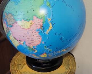 Vintage Replogle Illuminated World Globe with Ornate Stand