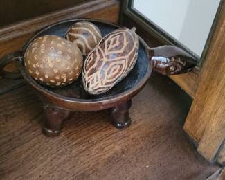 Ceramic Turtle Trinket Dish with Decorative Orbs