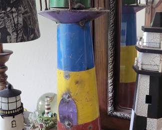 Handmade Folk Art Lighthouse Figurine