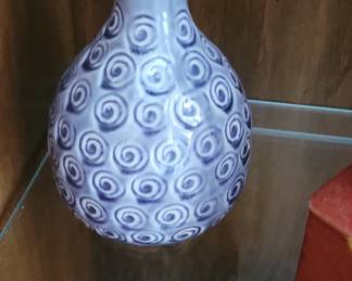 Blue and White Swirl Ceramic Vase